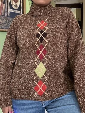 Vintage Earthy brown knit turtle neck sweater